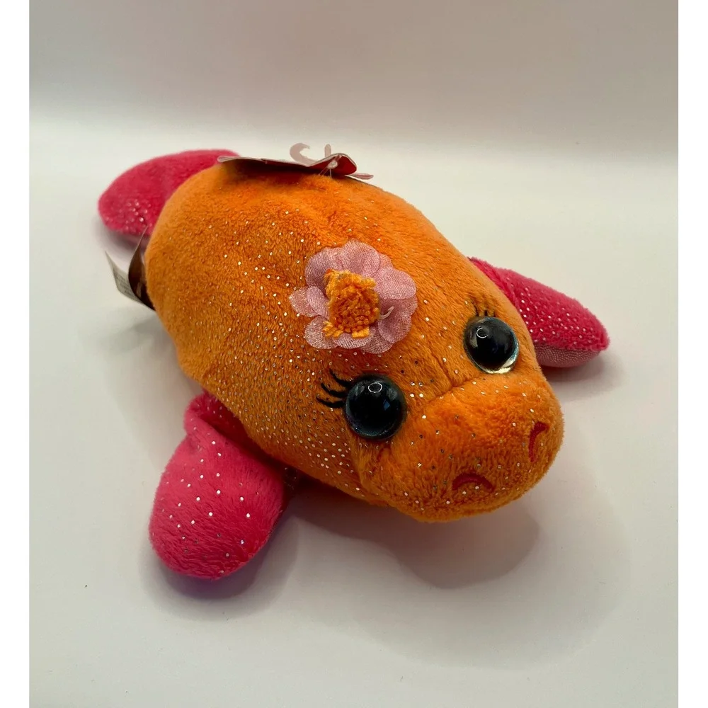 First & Main Fantasea Maya Manatee Orange Pink Sparkle Glitter Plush Toy NWT